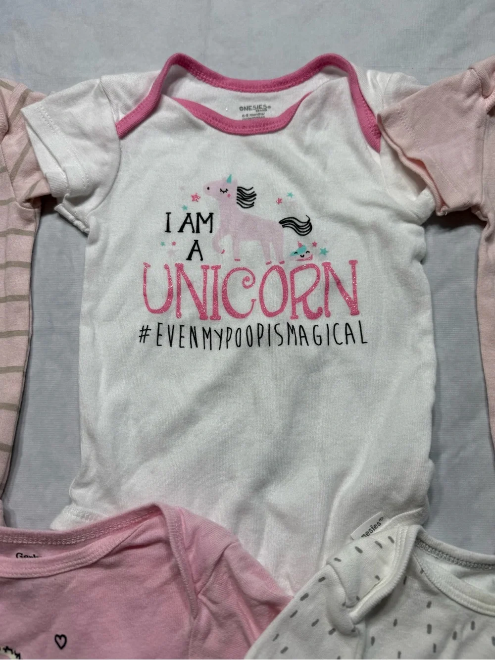 Baby Girl Pink Bodysuits Bundle Size 6-9 Months